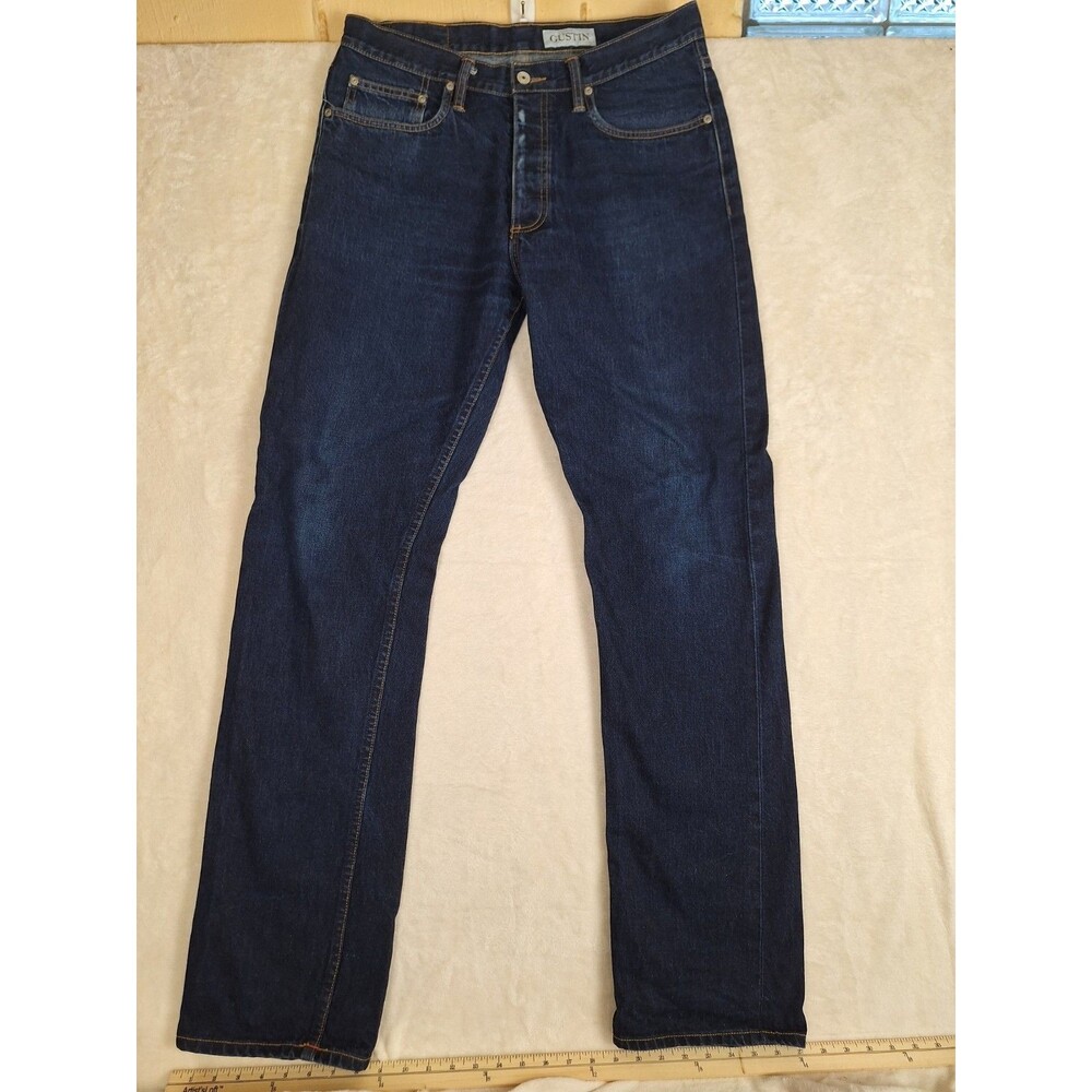 Gustin Jeans Men’s 36 (fits 34x36) Blue Straight Raw Selvedge Button Fly 116699